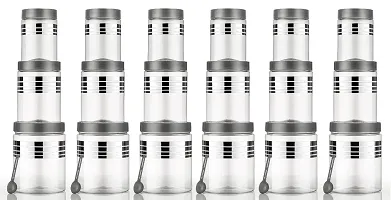 100% Unbreakable Air Tight Kitchen Plastic Storage Containers Jars Combo Set - 350ml, 650ml, 1200ml Plastic Grocery Container (Pack of 18, Silver)-thumb3