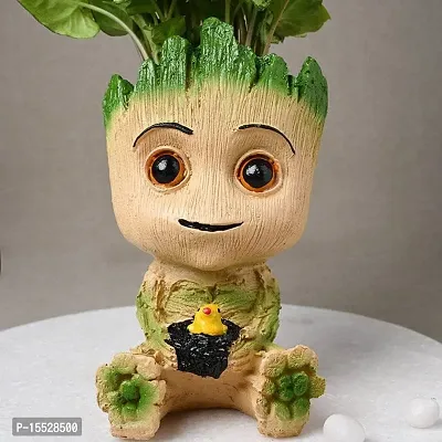 Marvel Avengers Infinity War Pot Baby Groot Wooden Look Tree Flowerpot Cum Pen Container- Tree Man Baby Groot-thumb0