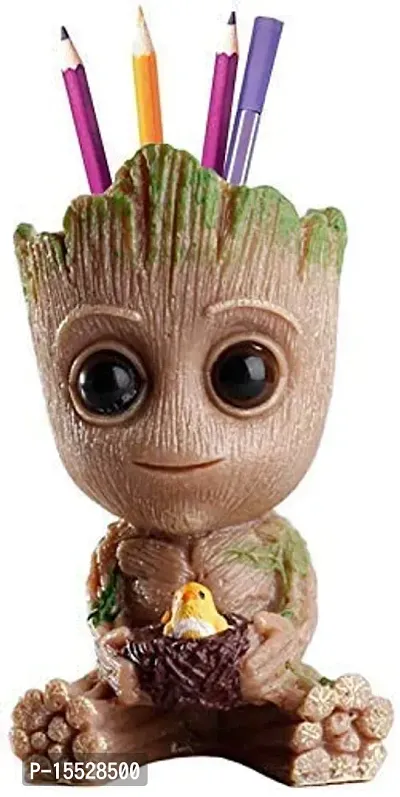 Marvel Avengers Infinity War Pot Baby Groot Wooden Look Tree Flowerpot Cum Pen Container- Tree Man Baby Groot-thumb2
