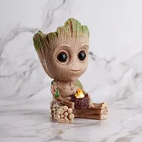 Marvel Avengers Infinity War Pot Baby Groot Wooden Look Tree Flowerpot Cum Pen Container- Tree Man Baby Groot-thumb3