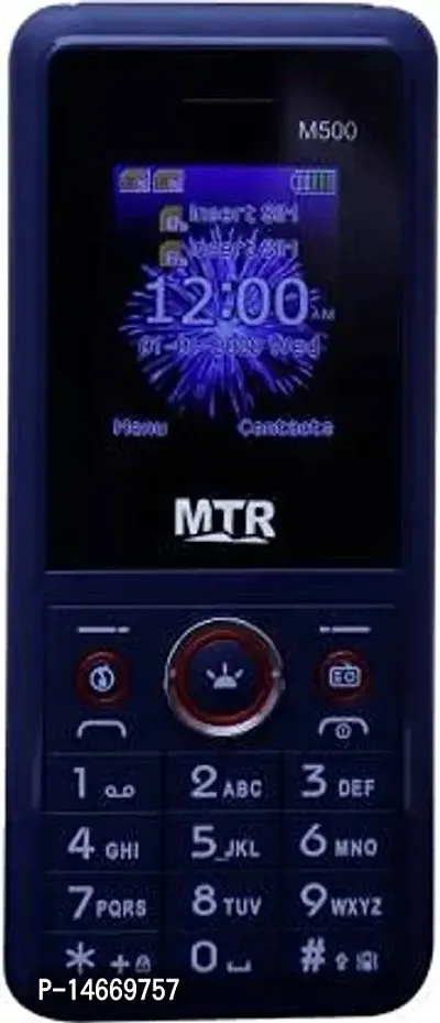 MTR M500 Dual SIM, Full Multimedia, Bright Torch, 3000 MAH Battery,Big Sound, AUTO Call Record, Mobile Phone Black Color (Blue)-thumb0