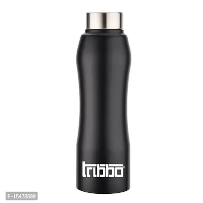 TRIBBO Stainless Steel Water Bottle 1 litre, Water Bottles For Fridge, School,Gym,Home,office,Boys, Girls, Kids, Leak Proof(BLACK,SIPPER CAP, SET OF 1, 1000 ML Model-Curve)