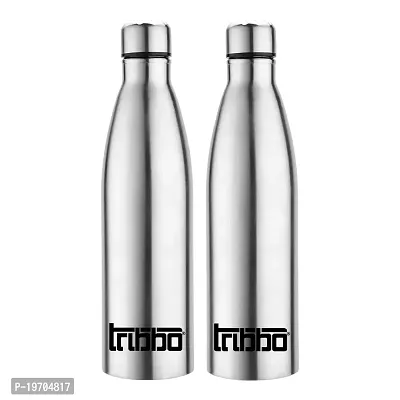 TRIBBO Stainless Steel Water Bottle 1 litre, Water Bottles For Fridge, School,Gym,Home,office,Boys, Girls, Kids, Leak Proof(SILVER,STEEL CAP, PACK OF 2, 1000 ML Model-Cola)