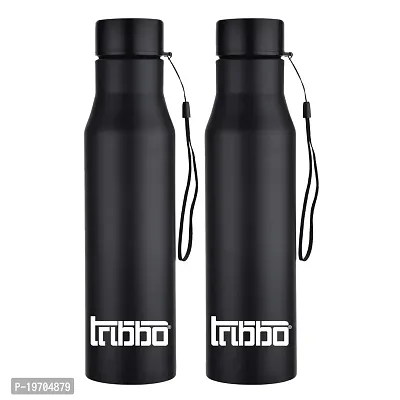 TRIBBO Stainless Steel Water Bottle 1 litre, Water Bottles For Fridge, School,Gym,Home,office,Boys, Girls, Kids, Leak Proof(BLACK,SIPPER CAP, PACK OF 2, 1000 ML Model-Diana)