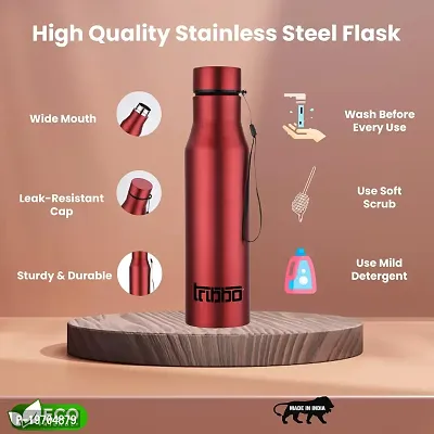 TRIBBO Stainless Steel Water Bottle 1 litre, Water Bottles For Fridge, School,Gym,Home,office,Boys, Girls, Kids, Leak Proof(BLACK,SIPPER CAP, PACK OF 2, 1000 ML Model-Diana)-thumb5