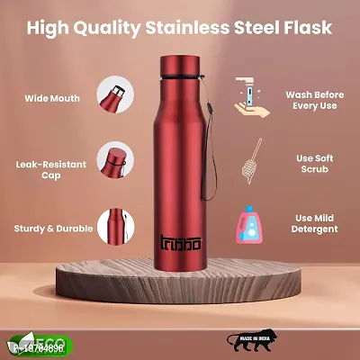 TRIBBO Stainless Steel Water Bottle 1 litre, Water Bottles For Fridge, School,Gym,Home,office,Boys, Girls, Kids, Leak Proof(RED,SIPPER CAP, PACK OF 2, 1000 ML Model-Diana)-thumb4