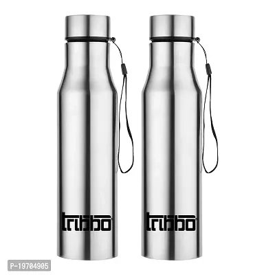 TRIBBO Stainless Steel Water Bottle 1 litre, Water Bottles For Fridge, School,Gym,Home,office,Boys, Girls, Kids, Leak Proof(SILVER,SIPPER CAP, PACK OF 2, 1000 ML Model-Diana)