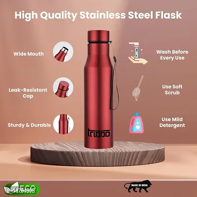 TRIBBO Stainless Steel Water Bottle 1 litre, Water Bottles For Fridge, School,Gym,Home,office,Boys, Girls, Kids, Leak Proof(SILVER,SIPPER CAP, PACK OF 2, 1000 ML Model-Diana)-thumb4