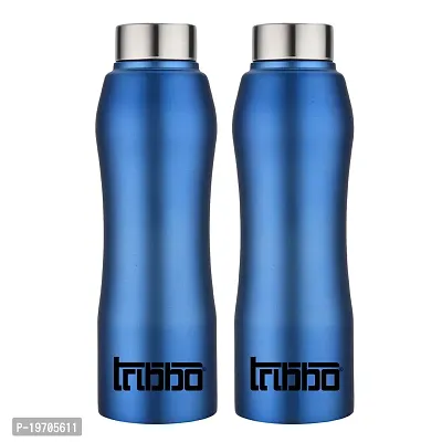 TRIBBO Stainless Steel Water Bottle 1 litre, Water Bottles For Fridge, School,Gym,Home,office,Boys, Girls, Kids, Leak Proof(Blue,SIPPER CAP, PACK OF 2, 1000 ML Model-Curve)
