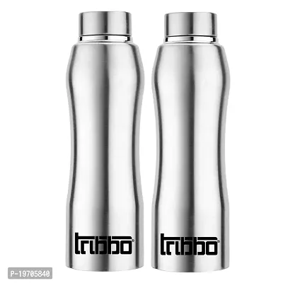 TRIBBO Stainless Steel Water Bottle 1 litre, Water Bottles For Fridge, School,Gym,Home,office,Boys, Girls, Kids, Leak Proof(SILVER,SIPPER CAP, PACK OF 2, 1000 ML Model-Curve)