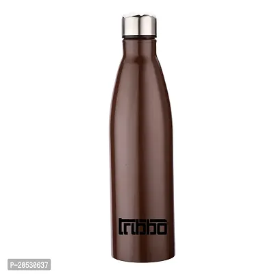 TRIBBO Stainless Steel Water Bottle 1000 ML, Water Bottles For Fridge, School,Gym,Home,Boys, Girls, Kids, Leak Proof(BROWN,STEEL CAP, SET OF 1, 1000 ML Model-Cola)-thumb0