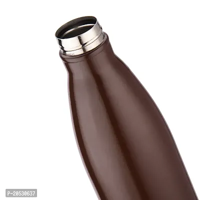 TRIBBO Stainless Steel Water Bottle 1000 ML, Water Bottles For Fridge, School,Gym,Home,Boys, Girls, Kids, Leak Proof(BROWN,STEEL CAP, SET OF 1, 1000 ML Model-Cola)-thumb4