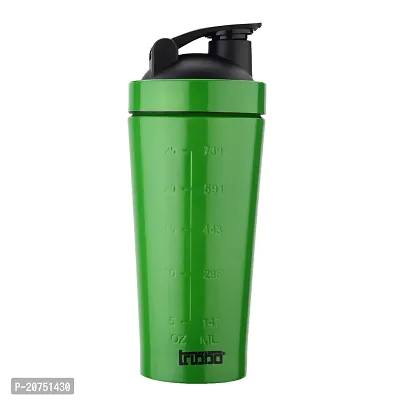 TRIBBO Stainless Steel Shaker 750 ml Shaker (Pack of 1, Green, Steel) Shaker Bottle for Pre-Post Workout| With Blending Wheel and Whisking Wheel | Leakproof with Knob