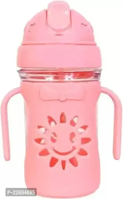 TRIBBO Spill-Proof Baby Sipper Cup 400ml With Soft Straw Water Bottle for Drinking(PACK OF 2,MULTICOLOUR)-thumb0
