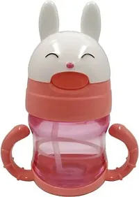 TRIBBO Kid's Plastic Water Bottle I Sipper Combo with BPA Free Straw  Rabbit Design (PACK OF 2)(300 ML), MULTICOLOUR)-thumb2