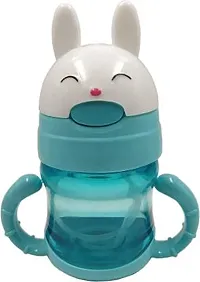 TRIBBO Kid's Plastic Water Bottle I Sipper Combo with BPA Free Straw  Rabbit Design (PACK OF 2)(300 ML), MULTICOLOUR)-thumb4