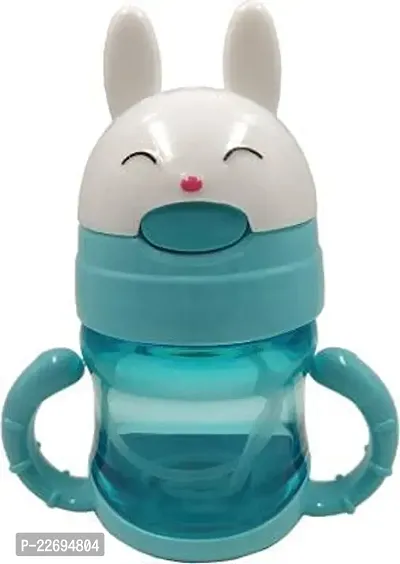 TRIBBO Kid's Plastic Water Bottle I Sipper Combo with BPA Free Straw  Rabbit Design (PACK OF 2)(300 ML), MULTICOLOUR)-thumb5