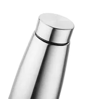 INDICRAFT Stainless Steel Water Bottle 1 litre, Water Bottles For Fridge, School,Gym,Home,office,Boys, Girls, Kids, Leak Proof(SILVER,1000 ML, SET OF 1, Model-CURVE )-thumb1