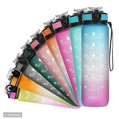 TRIBBO Unbreakable Water Bottle 1 L with Motivational Time Marker, Leakproof Durable BPA Free Non-Toxic Water bottle for office,Water bottle for gym (MULTICOLOUR)