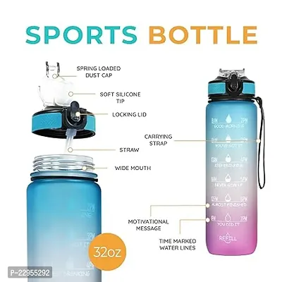 TRIBBO Unbreakable Water Bottle 1 L with Motivational Time Marker, Leakproof Durable BPA Free Non-Toxic Water bottle for office,Water bottle for gym (MULTICOLOUR)-thumb5