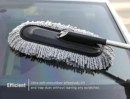 Microfiber Car Cleaning Soft Brush Ideal as Mop Duster, Washing Brush with Long Handle, Dust Cleaner Car Wash Brush with Handle, Soft Brush Scratch Free, Cleaning Dashboard Curved Design Universal Mul-thumb2