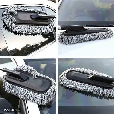 Microfiber Car Cleaning Soft Brush Ideal as Mop Duster, Washing Brush with Long Handle, Dust Cleaner Car Wash Brush with Handle, Soft Brush Scratch Free, Cleaning Dashboard Curved Design Universal Mul-thumb5