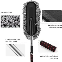 Microfiber Car Cleaning Soft Brush Ideal as Mop Duster, Washing Brush with Long Handle, Dust Cleaner Car Wash Brush with Handle, Soft Brush Scratch Free, Cleaning Dashboard Curved Design Universal Mul-thumb3