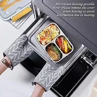 TRIBBO Lunch Box Sealed Leakage Proof Stainless Steel Lunch Box with Fork,Chopstick  Spoon Lid Office Food Container 3 Compartment for School Kids and Adults-thumb1