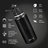 TRIBBO Stainless Steel Vacuum Insulated Hot  Cold Water Bottle for Office Home Travel 1000 ml Flask (Pack of 1, MULTICOLOR, Steel)-thumb3