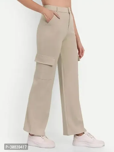 Women Regular Fit Grey Cotton Blend Trousers