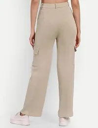 Women Regular Fit Grey Cotton Blend Trousers-thumb1