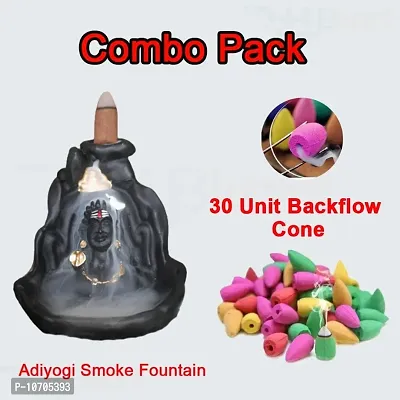 Aadiyogi Back flow Smoke Fountain incense burner with 30 unit backflow cones shiva