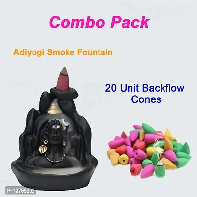 Aadiyogi Back flow Smoke Fountain incense burner with 10 unit backflow cones shiva