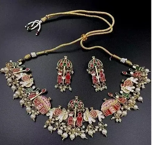 Festive Traditional Wear Brass Heavy Jewellery Set