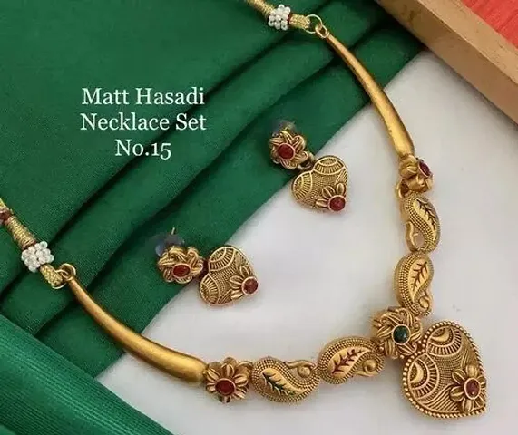 Golden Alloy Designer Necklace Set
