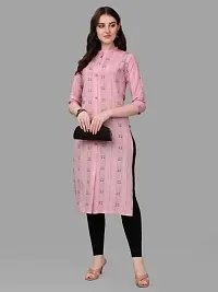 Women's Rayon Fabric | Straight | 3/4 Sleeves Regular Sleeves | Designer Women's  Girls Kurta (Kurti's) | (KRT-07-P-PEACH-3XL) (S, Pink)-thumb2