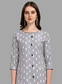 Women's Rayon Fabric | Straight | 3/4 Sleeves Regular Sleeves | Designer Women's  Girls Kurta (Kurti's) | (KRT-01-P-PISTA-S) (L, Grey)-thumb4