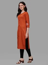 Women's Rayon Fabric | Straight | 3/4 Sleeves Regular Sleeves | Designer Women's  Girls Kurta (3XL, Orange)-thumb3