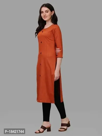 Women's Rayon Fabric | Straight | 3/4 Sleeves Regular Sleeves | Designer Women's  Girls Kurta (3XL, Orange)-thumb4