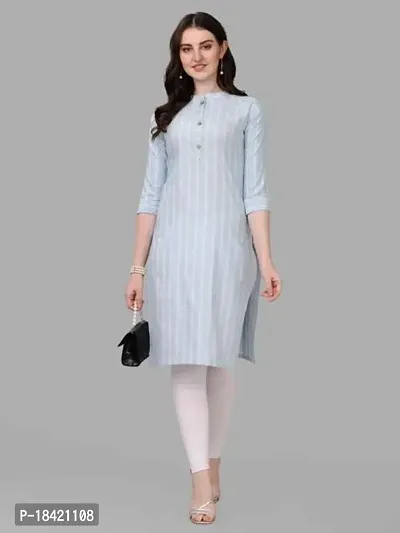 Women's Pure Rayon Straight Kurta Chikan Women's Cotton Short Kurta Kurti (S, Sky)-thumb3