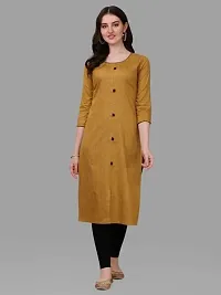 Women's Rayon Fabric | Straight | 3/4 Sleeves Regular Sleeves | Designer Women's  Girls Kurta (M, Mustard)-thumb1