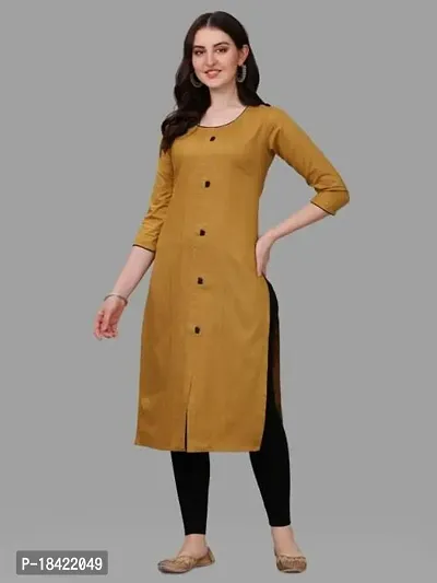 Women's Rayon Fabric | Straight | 3/4 Sleeves Regular Sleeves | Designer Women's  Girls Kurta (M, Mustard)-thumb3