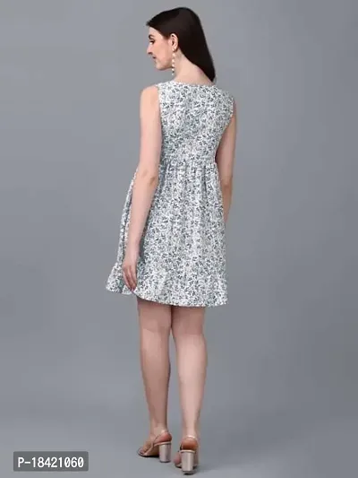 Women's Regular Multi Color Square Neck Half Sleeve Polyester Printed Dress-thumb3