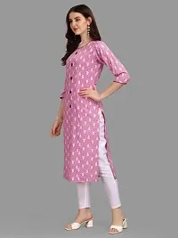 Women's Rayon Fabric | Straight | 3/4 Sleeves Regular Sleeves | Designer Women's  Girls Kurta (Kurti's) | (KRT-01-P-PISTA-S) (S, Pink)-thumb1