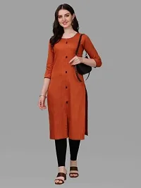 Women's Rayon Fabric | Straight | 3/4 Sleeves Regular Sleeves | Designer Women's  Girls Kurta (3XL, Orange)-thumb2