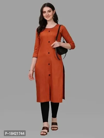 Women's Rayon Fabric | Straight | 3/4 Sleeves Regular Sleeves | Designer Women's  Girls Kurta (3XL, Orange)-thumb3