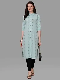 Women's Rayon Fabric | Straight | 3/4 Sleeves Regular Sleeves | Designer Women's  Girls Kurta (Kurti's) | (KRT-07-P-PEACH-3XL) (S, Sky)-thumb1