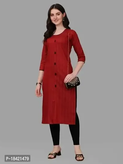 Women's Rayon Fabric | Straight | 3/4 Sleeves Regular Sleeves | Designer Women's  Girls Kurta (2XL, Maroon)-thumb5