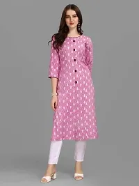 Women's Rayon Fabric | Straight | 3/4 Sleeves Regular Sleeves | Designer Women's  Girls Kurta (Kurti's) | (KRT-01-P-PISTA-S) (S, Pink)-thumb4