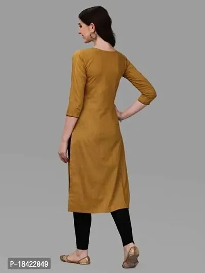 Women's Rayon Fabric | Straight | 3/4 Sleeves Regular Sleeves | Designer Women's  Girls Kurta (M, Mustard)-thumb4